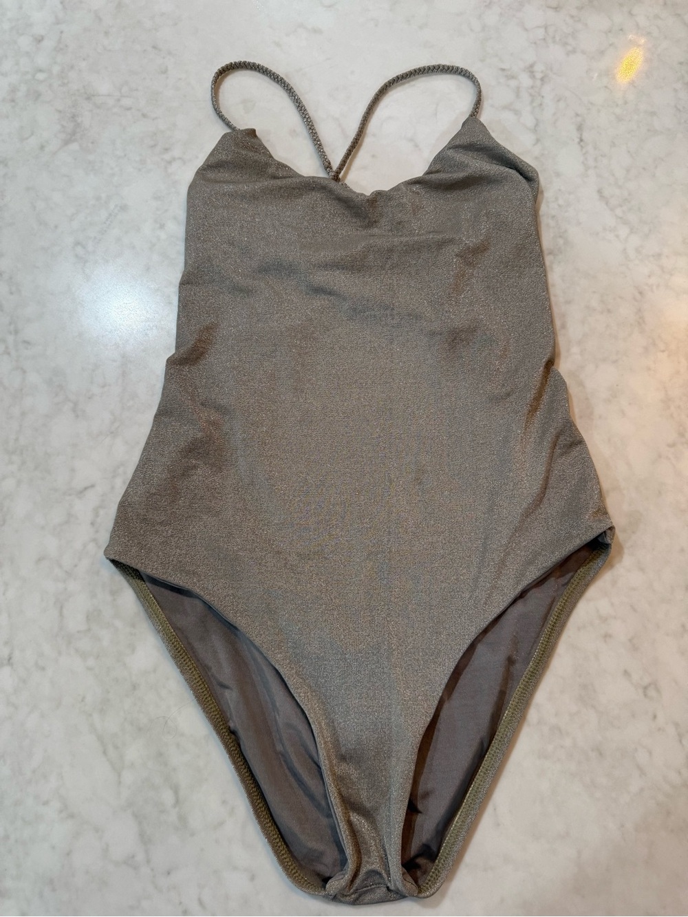 Vitamin A Taupe Shimmer Scoop One-Piece Swimsuit